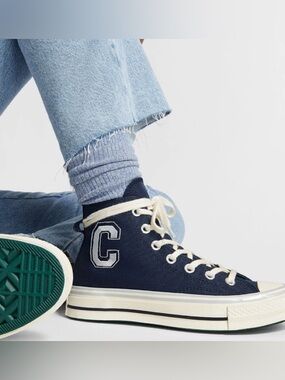 Converse Women's Chuck 70 High top 'Letterman - Obsidian' sneakers in Navy